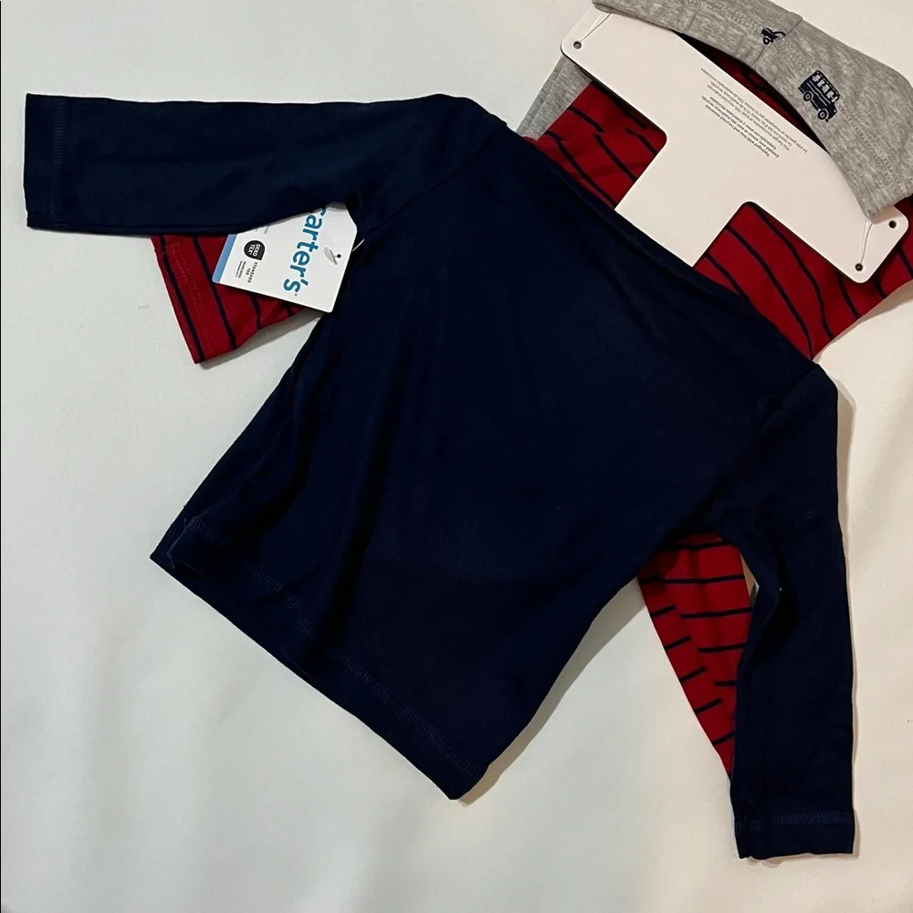 NEW Carter's 3-piece Set- car themed, navy, gray, red - Picture 5 of 13